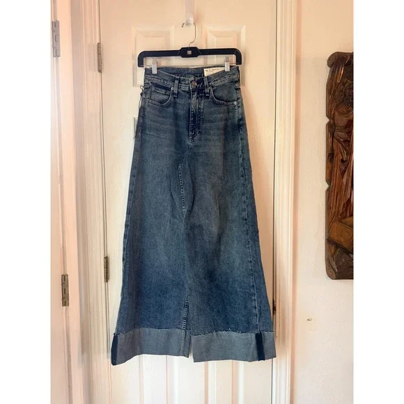 RAG & BONE Sofie High Rise Ultra Wide Leg Ankle Jeans Leland Size 24